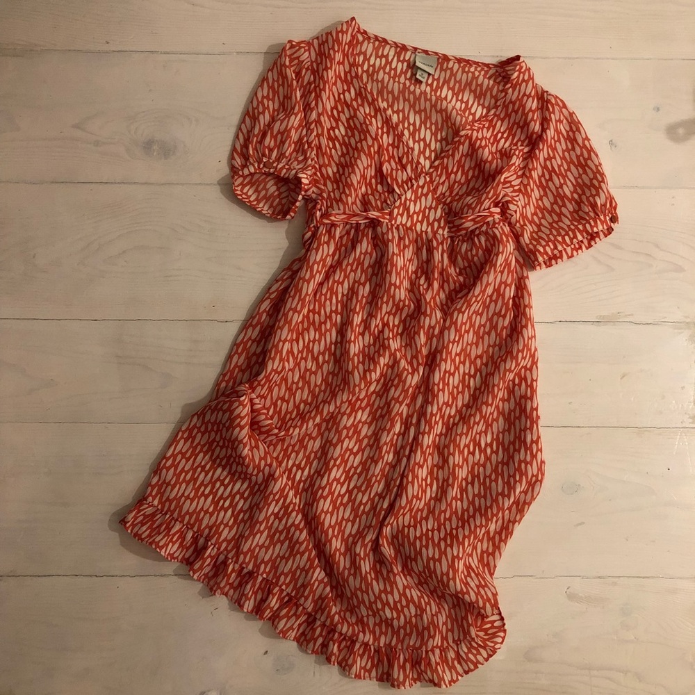 Sheer red ruffle sleeve dress Merona